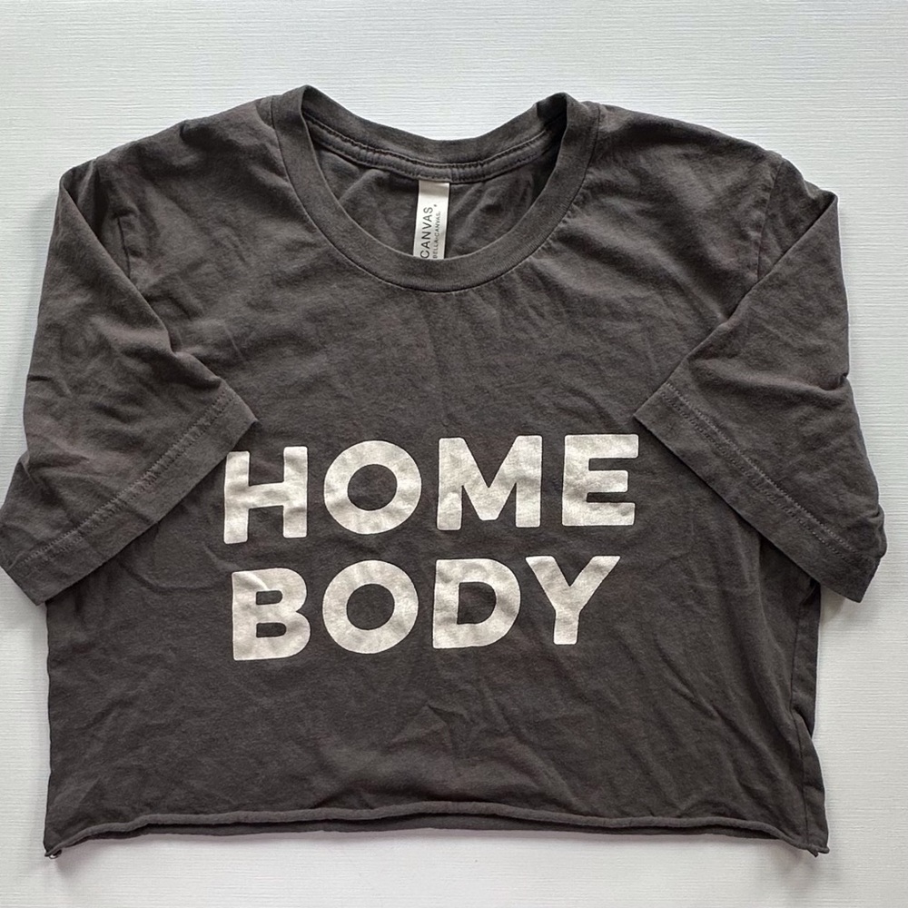 Bella Canvas gray graphic‎ print Home Body crop top girls teens small